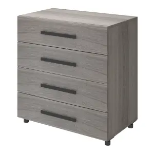 Atomia Freestanding Matt grey oak effect 4 Drawer Chest of drawers (H)800mm (W)750mm (D)450mm