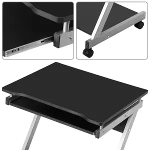 Yaheetech Black Z Shaped Computer Desk with Sliding Keyboard