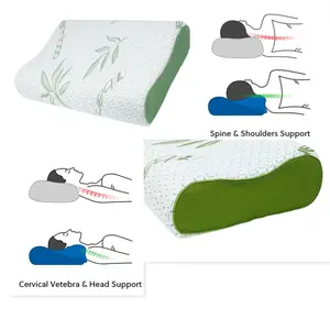 Contour Pillow Memory Foam Filled Bamboo Removable outer Cover Orthopedic Head Neck Support Contour Shape Pillow