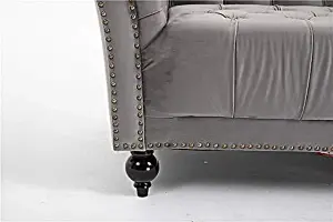 Grey 2 Seater Handmade Chesterfield Sofa Armchair Settee Love Seat Velvet - D Pro T Homeware