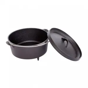 Oypla 4L Cast Iron Non Stick Dutch Oven Casserole Dish Camping Cooker