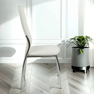 Nova Faux Leather Dining Chair In White With Chrome Legs And Sides