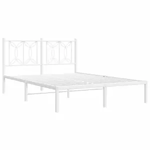 Berkfield Metal Bed Frame without Mattress with Headboard White 140x190cm