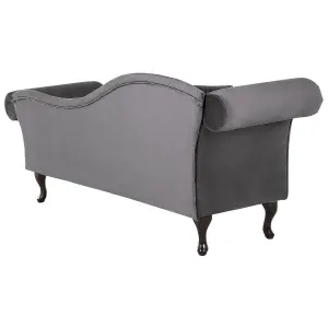 Left Hand Chaise Lounge Velvet Grey LATTES