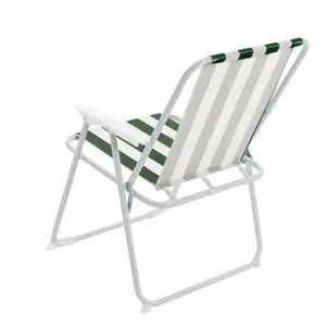 Harbour Housewares - Folding Metal Beach Chairs - Green Stripe - Pack of 6