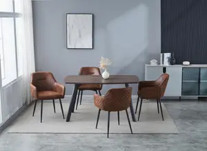 Matteo 140 cm Dining Table, 4-6 Seater, Black Legs