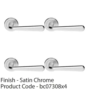 4 PACK - Premium Smooth Rounded Door Handle Set - Satin Chrome Designer Lever Round Rose