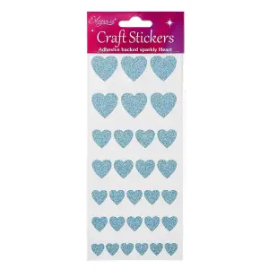 Eleganza Glitter Heart Stickers (Pack of 30) Blue (One Size)