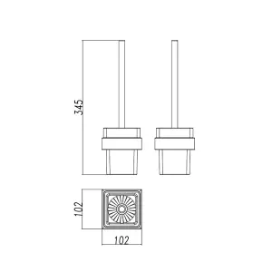 Nes Home Modern Square Brass Toilet Brush and Holder - Chrome