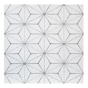 FloorPops kikko pack of 10 peel & stick vinyl floor tiles white grey pattern