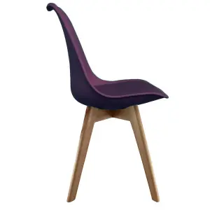 Soho Aubergine Plastic Dining Chair with Squared Light Wood Legs