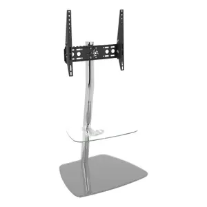 AVF Iseo 60cm Pedestal TV Stand, for TVs up to 55" - Clear & Grey Glass