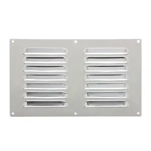 Metal Louvre Air Vent Cover, Suitable for Venting Gas Appliances Internal External Wall, for Openings 9 x 6" (229 x 152mm), Chrome