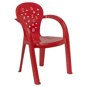 URBNLIVING 50cm Height Red Coloured Stackable Plastic Chairs for Kids Party Play