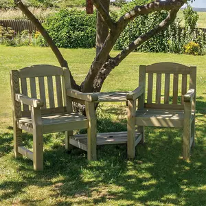 Zest Emily Wooden Companion Love Seat Garden Double Chair Bench