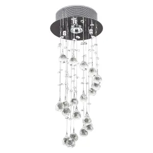 HOMCOM Metal Crystal Ceiling Light Chandelier Elegant Pendant Lamp Stairway Stairway Spiral Rain Drop Pendant Lamp Silver