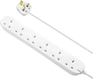 Masterplug BSG1N-BD 6 socket 13A White Extension lead, 1m