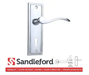 Sandleford Lupton Door Handle Lock Lever Set - Polished Chrome