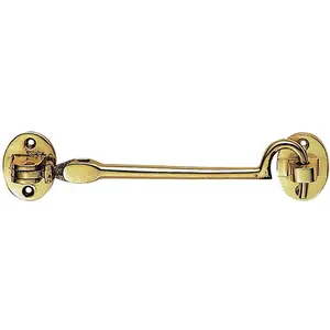 Lightweight Cabin Hook & Eye Polished Brass 102mm Arm Cabinet Hatch Lock