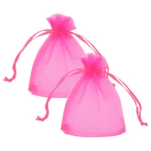 Neel Blue Pack of 100 Organza Bags, 7cm x 9cm Gift Bags Sheer Drawstring Pouches, Peach