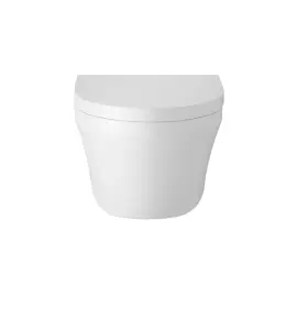 Mila Round Wall Hung Ceramic Toilet Pan & Soft Close & Seat, 400mm - Balterley