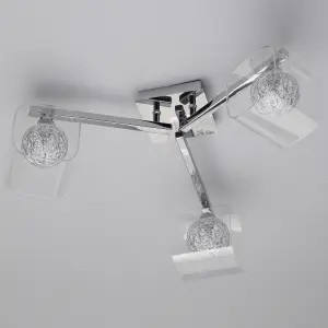 Litecraft Verona Chrome 3 Arm Wire Globe Ceiling Light