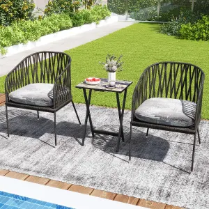 COSTWAY 4 Pieces Foldable Garden Side Table Portable Serving Camping Table Set 48 x 40 x 67cm