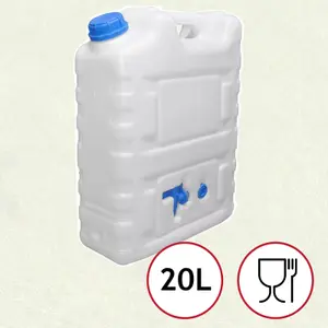 SPARES2GO Large Water Container Can Portable Storage Tank with Tap for Camping Caravan Travel Catering Cleaning (20L)