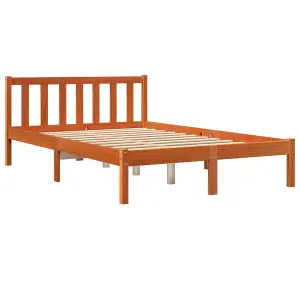 Berkfield Bed Frame without Mattress Wax Brown 135x190 cm Double Solid Wood Pine