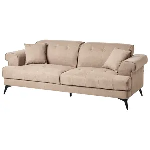 3 Seater Fabric Sofa Light Brown SKIVE