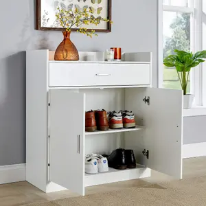 Home Source Novara White 2 Door Shoe Storage Cabinet