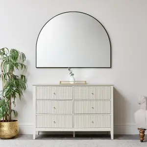 Melody Maison Large Black Arched Wall Mirror 90cm x 120cm