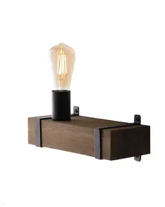 Luminosa Texas Wall Light, Dark Brown, Antique Wooden, E27