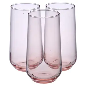 Queensway Home & Dining 470ml 6 Pcs Pink Coloured Highball Tall Cocktails Juice Glasses