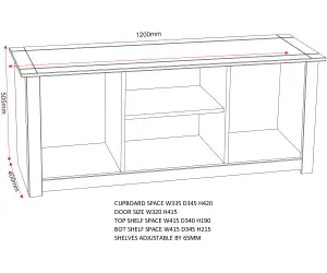 Panama Waxed Pine 2 Door 1 Shelf TV Unit