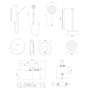 Aqualisa Optic Q Concealed valve Gravity-pumped Wall fed Smart Digital mixer 3-spray pattern Shower with & Ceiling-fixed head