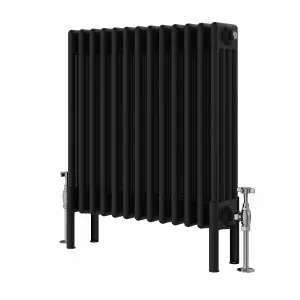 Right Radiators 600x605 mm Horizontal Traditional 4 Column Cast Iron Style Radiator Black