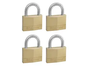 Master Lock - Solid Brass 50mm Padlock 5-Pin - Keyed Alike x 4