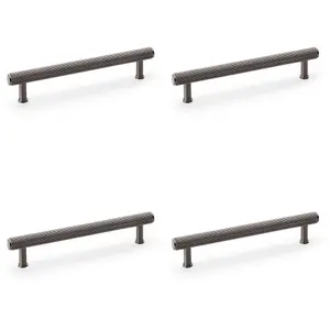 4 PACK - Reeded T Bar Pull Handle - Dark Bronze 160mm Centres SOLID BRASS Drawer Lined