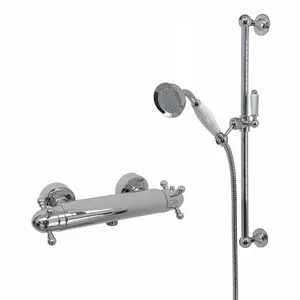 ENKI Gallant Chrome Traditional Brass Thermostatic Shower Bar Mixer Valve with Slider Rail Kit SH0590