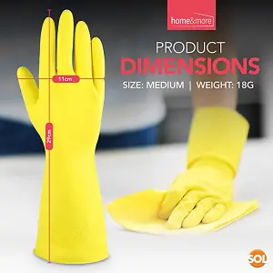 4 Pairs Household Rubber Gloves Medium, Yellow Washing Up Gloves Medium, Non Slip Cleaning Gloves, Dishwashing Gloves