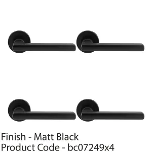 4 PACK - PAIR Straight Smooth Round Bar Handle on Round Rose Concealed Fix Matt Black