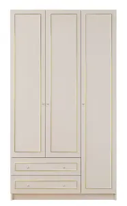 MARIE 3 Door 2 Drawer Gold White Wardrobe