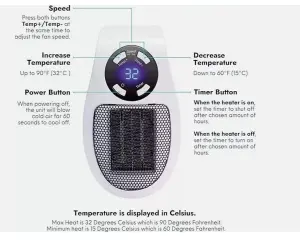 MantraRaj 400W Digital Plug In Heater Adjustable thermostat 12 Hour Timer And LED Display 2 Fan Speeds Electric Space heater