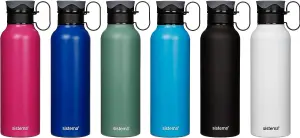 Sistema 600ml Assorted Colour Stainless Steel Water Bottle.