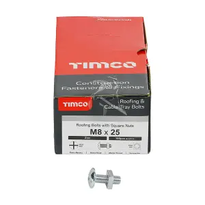 TIMCO Roofing Bolts & Square Nuts Silver - M8 x 25