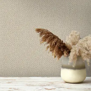 Holden Decor Basket Weave Beige Wallpaper Traditional Realistic Feature Wall