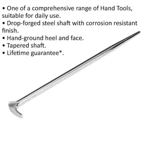 400mm Drop Forged Steel Heel Bar - Hand Ground Heel & Face - Corrosion Resistant