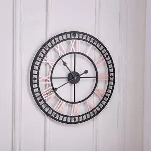 Modern Round Large Metal Wall Clock Bedroom Livingroom Decorative with Roman Numerals 80cm