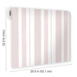 Shabby Chic by Rachel Ashwell Watercolour Stripe Pink Stipped Wallpaper